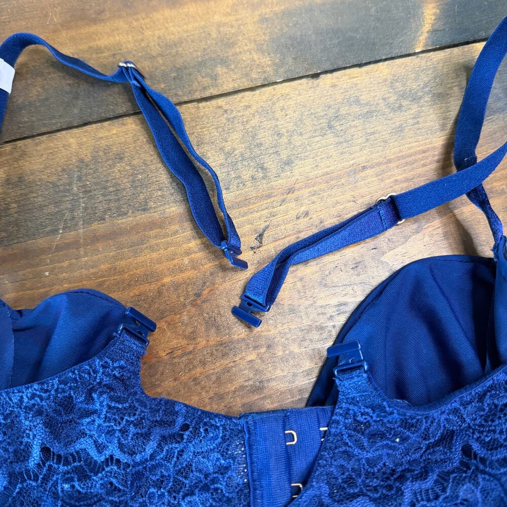 Victorias Secret Dream Angels Wicked Unlined Uplift Smooth Lace Blue Bra 36C - Picture 11 of 11